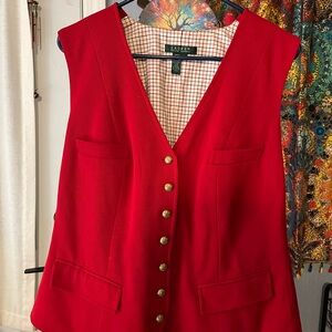 Ralph Lauren Vintage Checkered Vest Red and Black Pattern